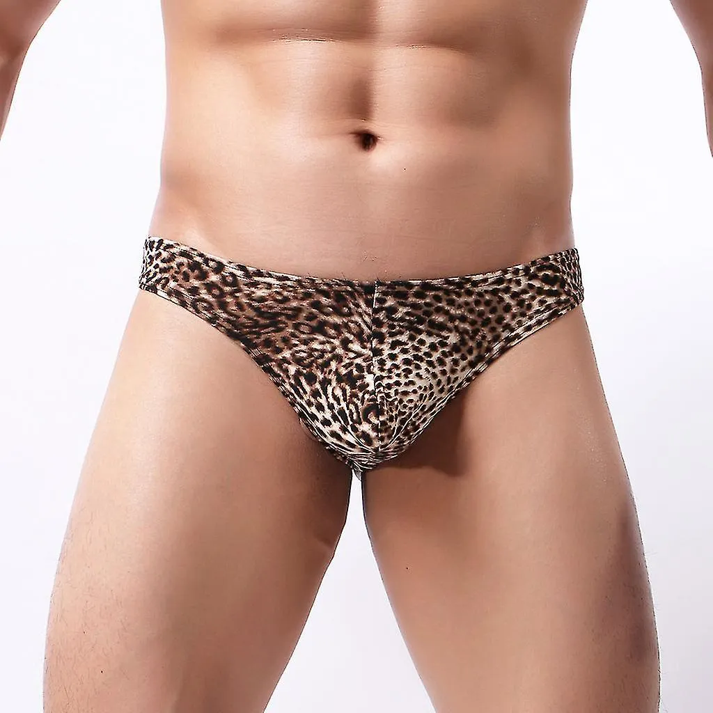 Leopard Print Men's Low-Waist Underwear with High Profile