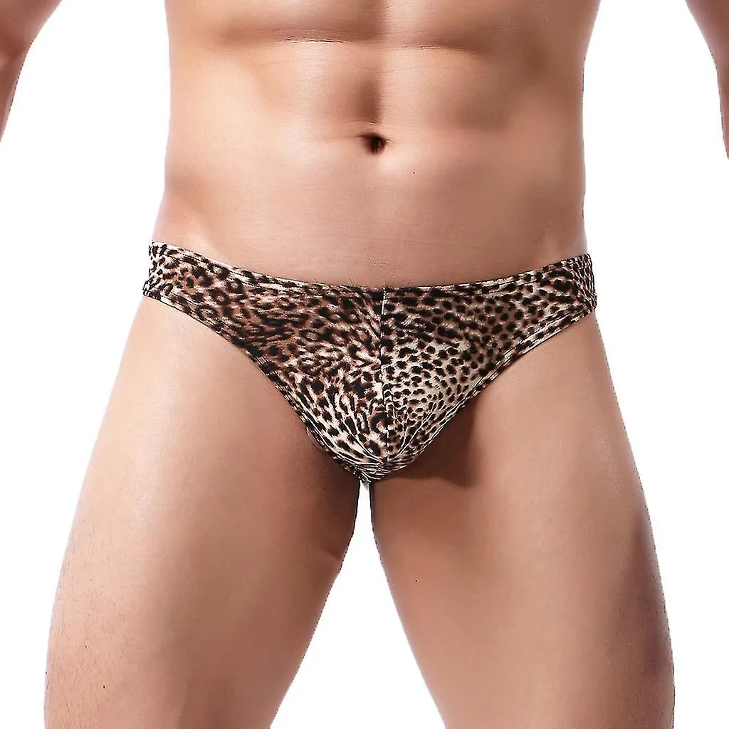 Leopard Print Men's Low-Waist Underwear with High Profile