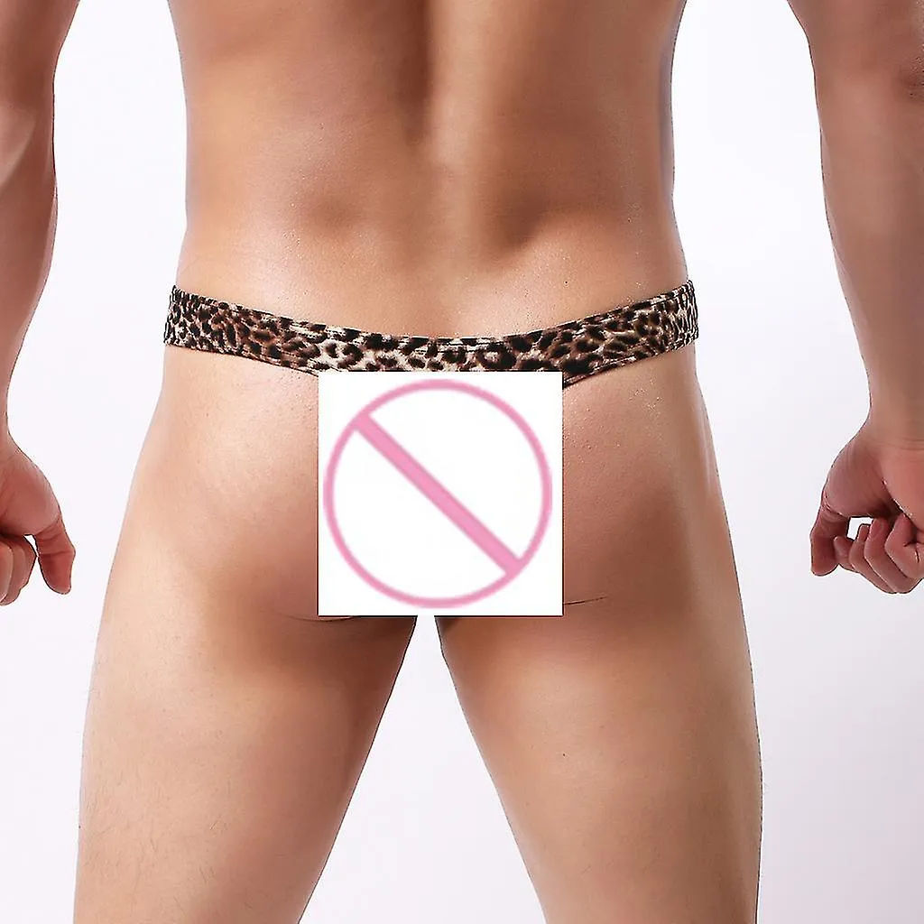 Leopard Print Men's Low-Waist Underwear with High Profile